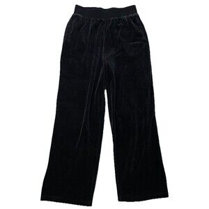 City Hearts Velour Lounge Pants Women’s Black Y2K Pull On Wide Leg M Pockets